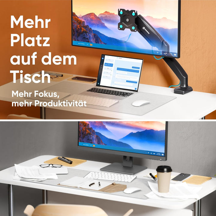 ONKRON G80 Monitor Halterung drehbar, schwenkbar, neigbar für 13-32 Zoll Bildschirme, Displays, VESA
