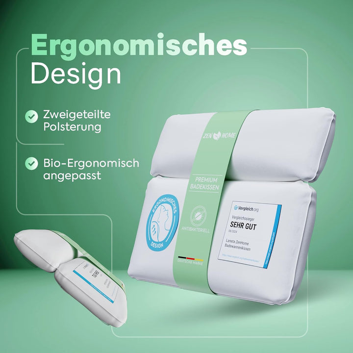 Laneta Badewannenkissen - Ergonomisches Badekissen mit 4D-Spezialschaumfüllung [Designed in Germany]