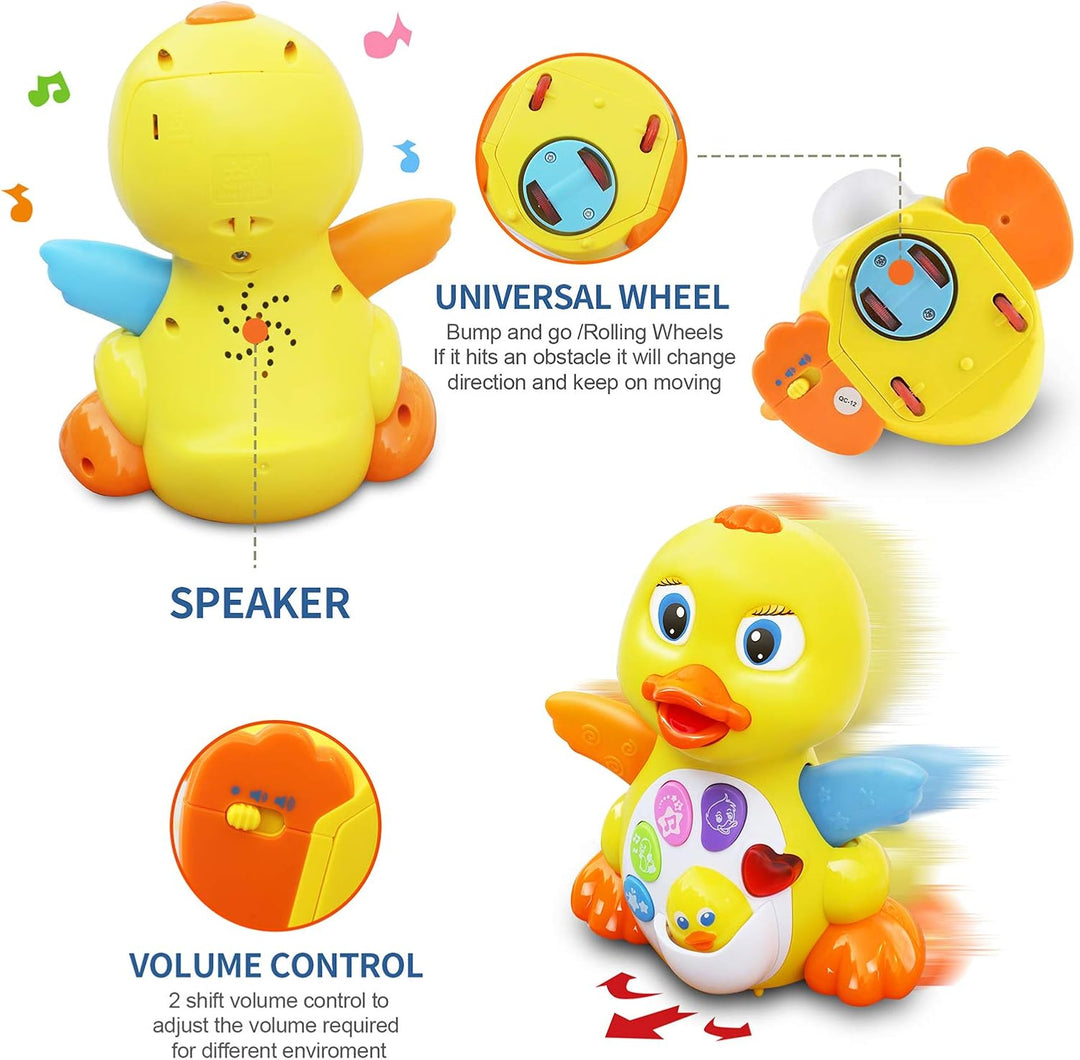 MOONTOY Musik Kinderspielzeug ab 1Jahr Mädchen Junge,Ente Baby Spielzeug 6 10 12 Monate mit Musik un