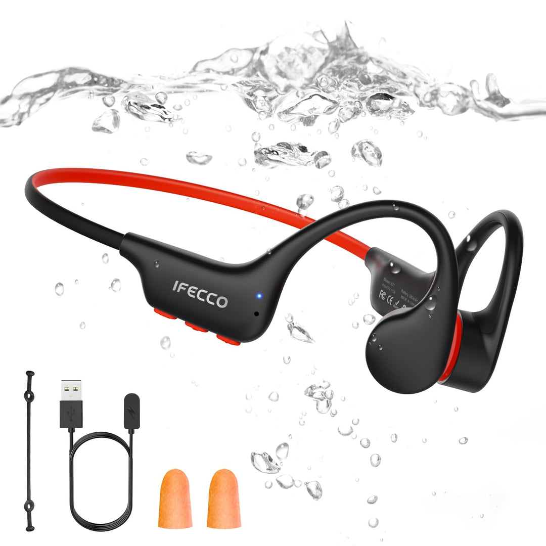IFECCO Knochenschall Kopfhörer Schwimmen IP68 wasserdichte mit MP3 8GB | Open Ear KopfhöRer Bluetoot