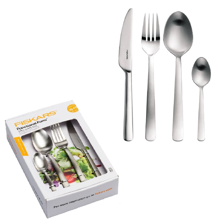 Fiskars Besteck-Set, 16-teilig, Qualitätsstahl, Silber/Matt, Functional Form, 1002958, Besteck-Set,