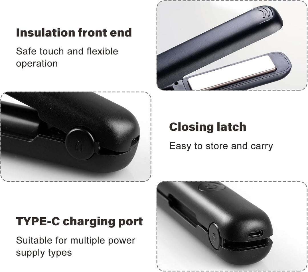Mini 2-in-1 kabelloses Glätteisen und Lockenstab für Kurze, lockiges und langes Haar - tragbarer Rei