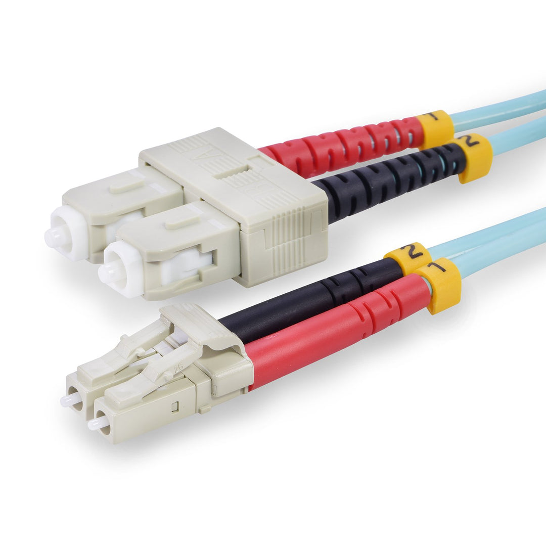 TPFNet Premium 10m LWL Glasfaser Fiber Patchkabel SC/LC OM3 Duplex Multimode 50/125µm 10 Gigabit/s 1