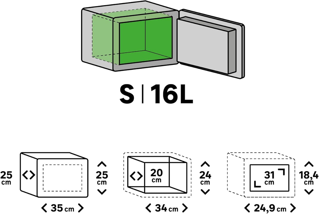 STANDERS - Elektronischer Safe - 16L - 25 x 35 x 25 cm - Wandtresor - Code-Safe - 2 Sicherheitsschlü