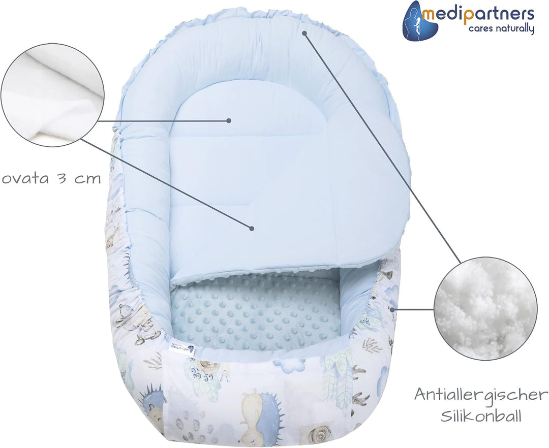 Medi Partners Babynest Kuschelnest Babynestchen 100% Baumwolle Nestchen Reisebett für Babys Säugling