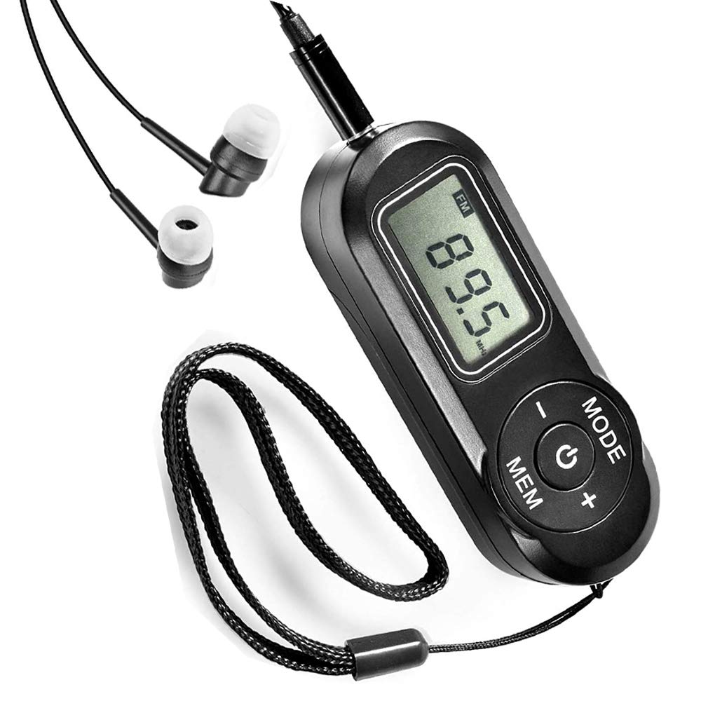 Mini Radio Tragbare FM mit digitaler LCD-Digitalanzeige, Kopfhörer, Pocket-Walkman-Radio mit Voreins