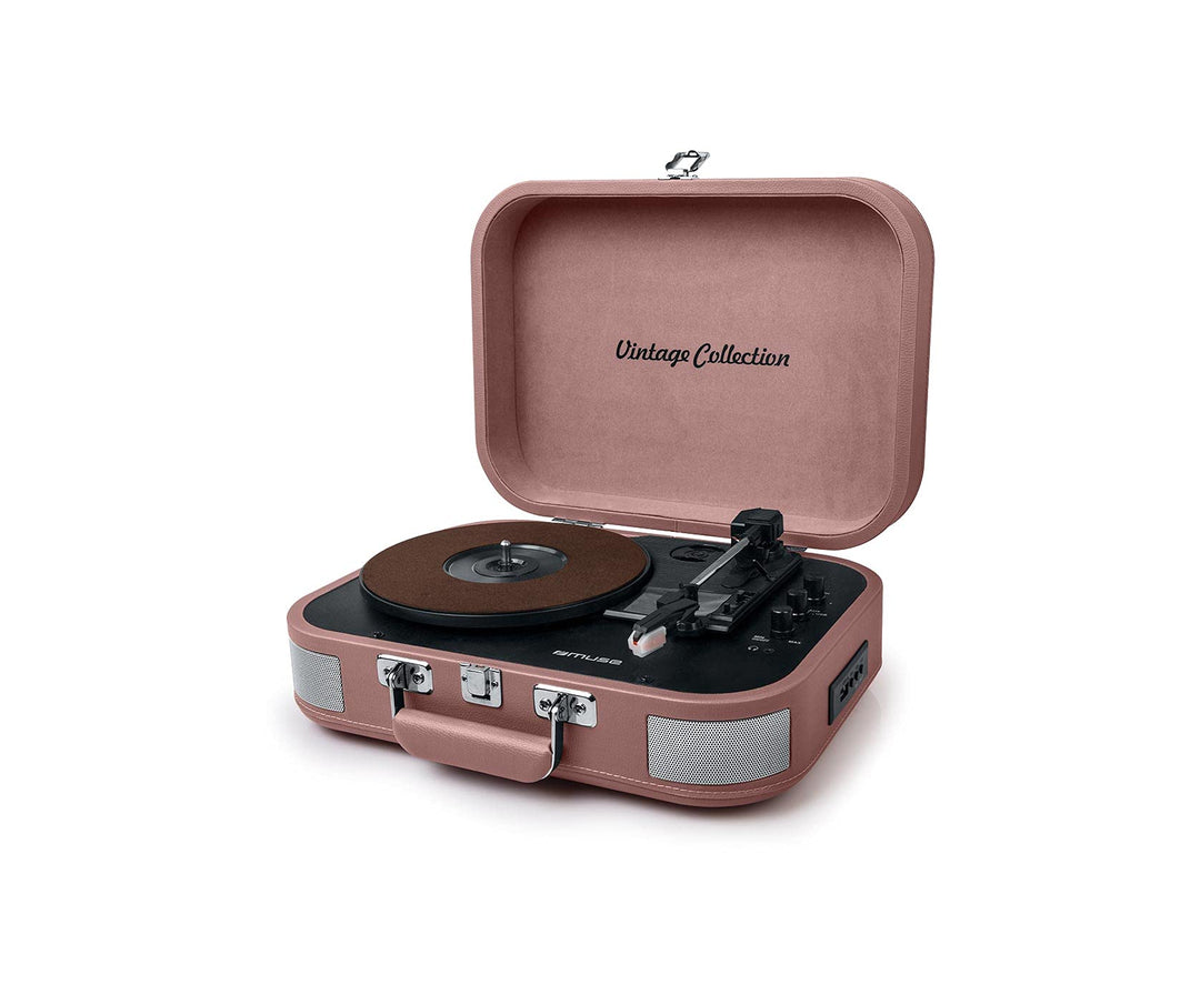 Muse MT-201 BTB - Muse Dreigang-Plattenspieler, Bluetooth, USB- und SD-Kartenleser, Pink
