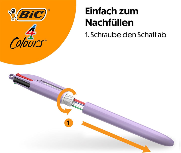 BIC 4 Farben Kugelschreiber Set in Pastell, in verschiedenen Farben, 6er Pack, Ideal für das Büro, d