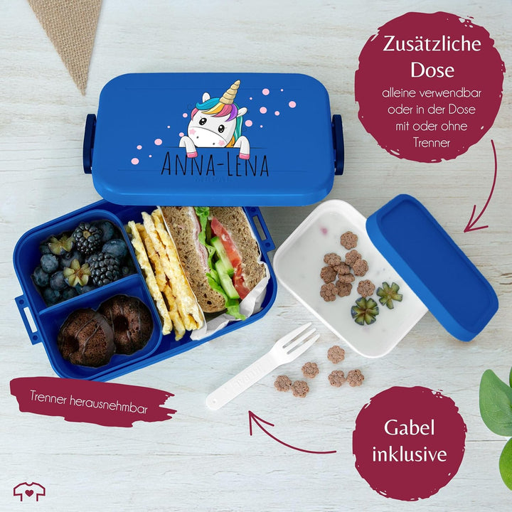 Kinder Bento Box Midi für Mepal Bentobox - Einhörner - Brotbox Einhorn süss Lunchbox Unicorn I - 900