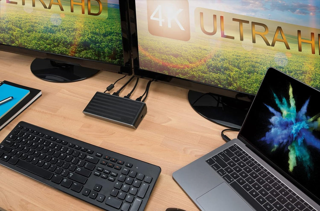 Targus Universal USB-C Dual Video 4K Dock mit Strom, Schwarz (DOCK180EUZ) (Renewed) Universal USB-C
