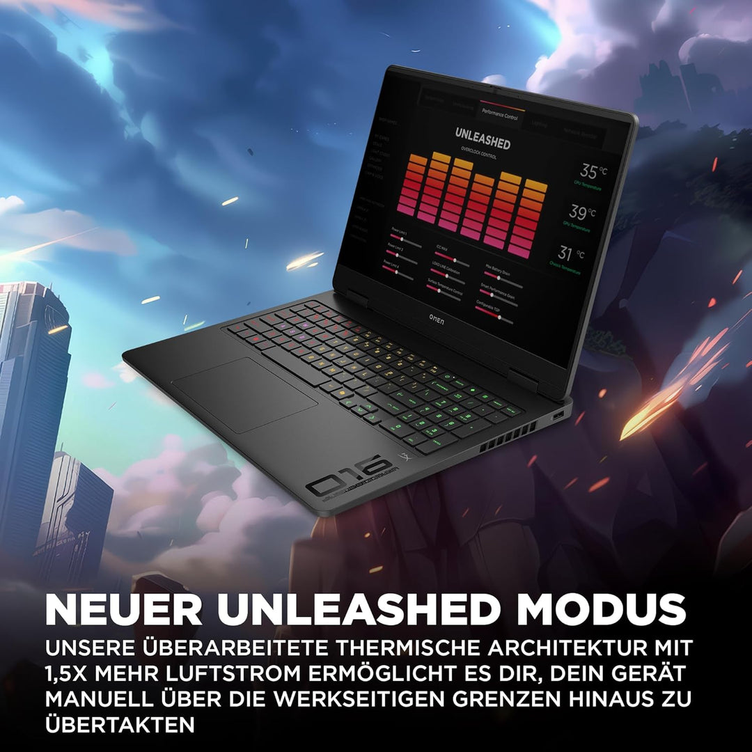 Omen Gaming Laptop, 16 Zoll 2K Display 144Hz, Intel Core Ultra 7 255H, NVIDIA GeForce RTX 5060, 24GB