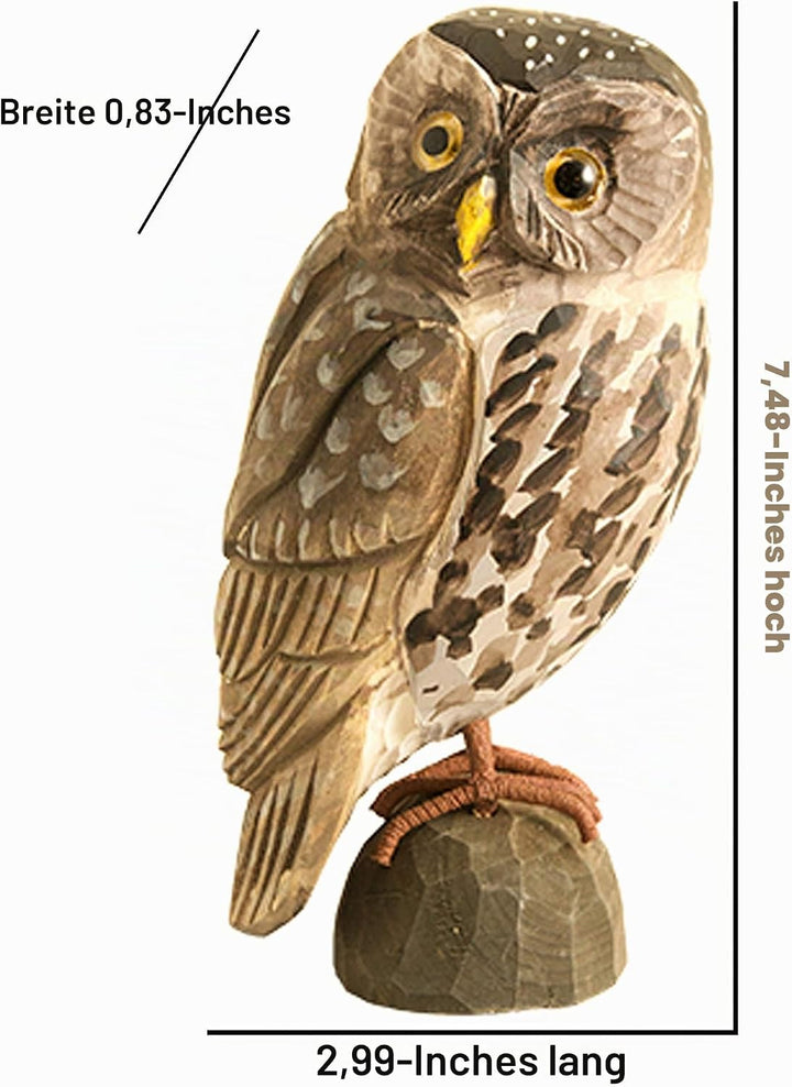 WILDLIFEGARDEN Wildlife Garden WG455 DecoBird Eule - Handgeschnitzter Dekorative Vogel aus Holz - Gr