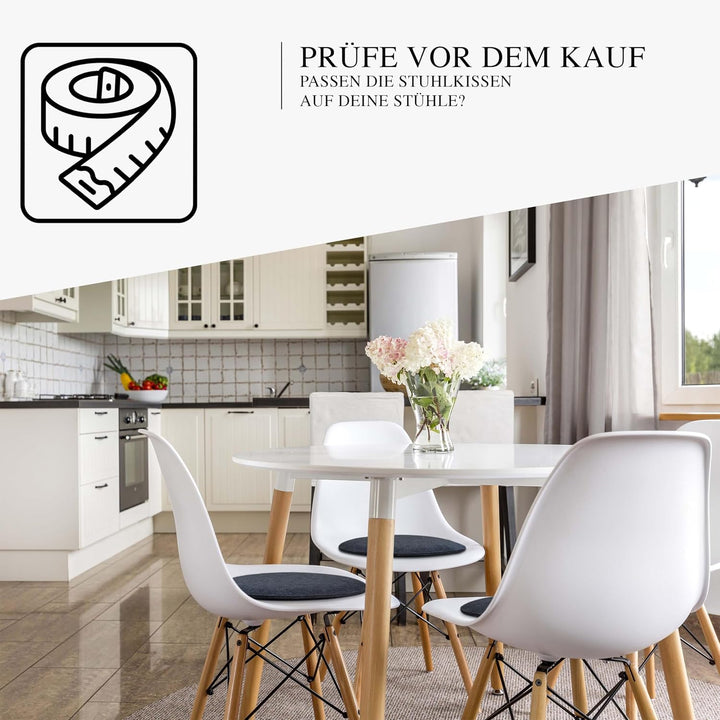 4er Set Stuhlkissen rund 33 cm - rutschfest &amp; Gemütlich - Sitzkissen Filz rund | für Stuhl, Bank, Ho