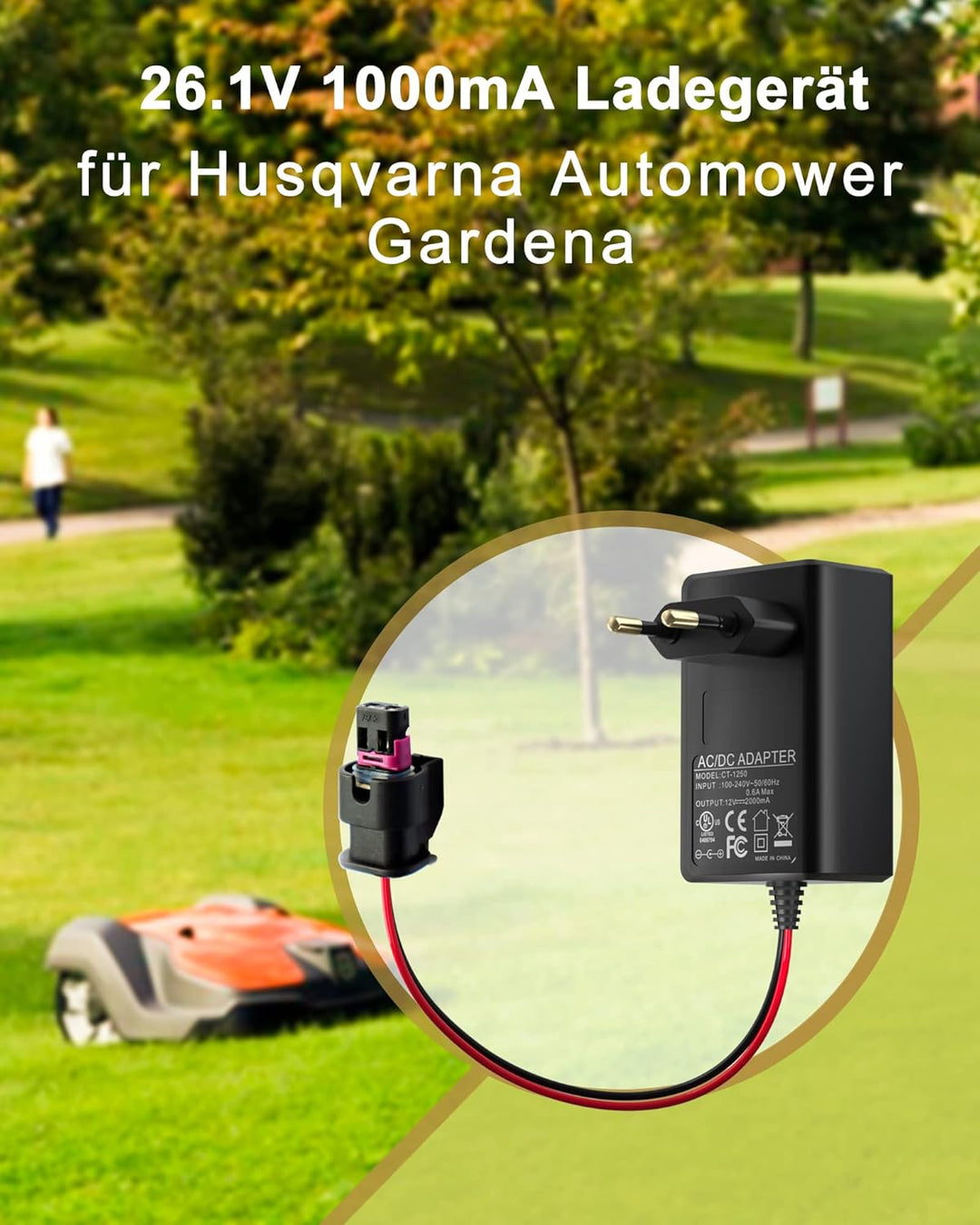 21.6V 1A DC Ladegerät kompatibel mit Husqvarna Automower Robotic Rasenmäher Gardena R38Li,R40Li,R45L