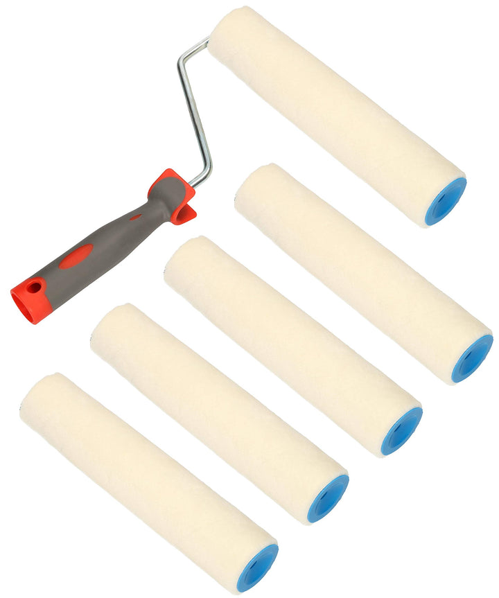 KOTARBAU 5er Set Velours-Farbroller 250 mm mit Gummigriff Farbwalze Pinsel Walzenbürste Rollerwalze