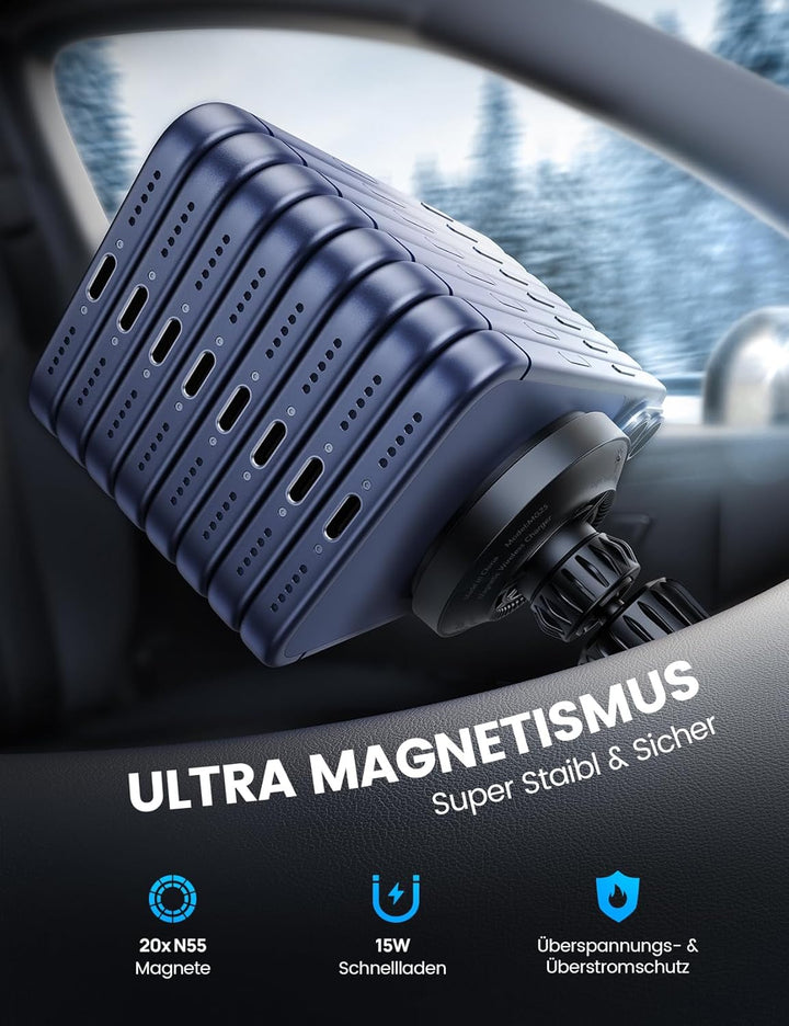 Lamicall Qi2 Handyhalterung Auto für Magsafe Autohalterung mit Ladefunktion - [Kühlventilator & Smar
