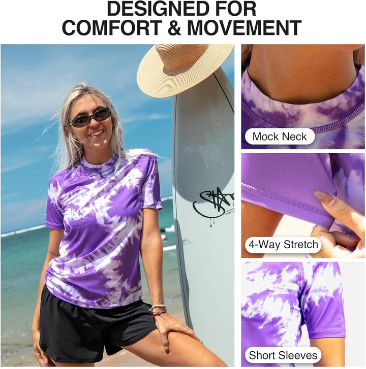Kanu Surf Breeze Damen Rashguard & Workout Top mit LSF 50+, kurzärmelig M Strandmädchen, Violett, M