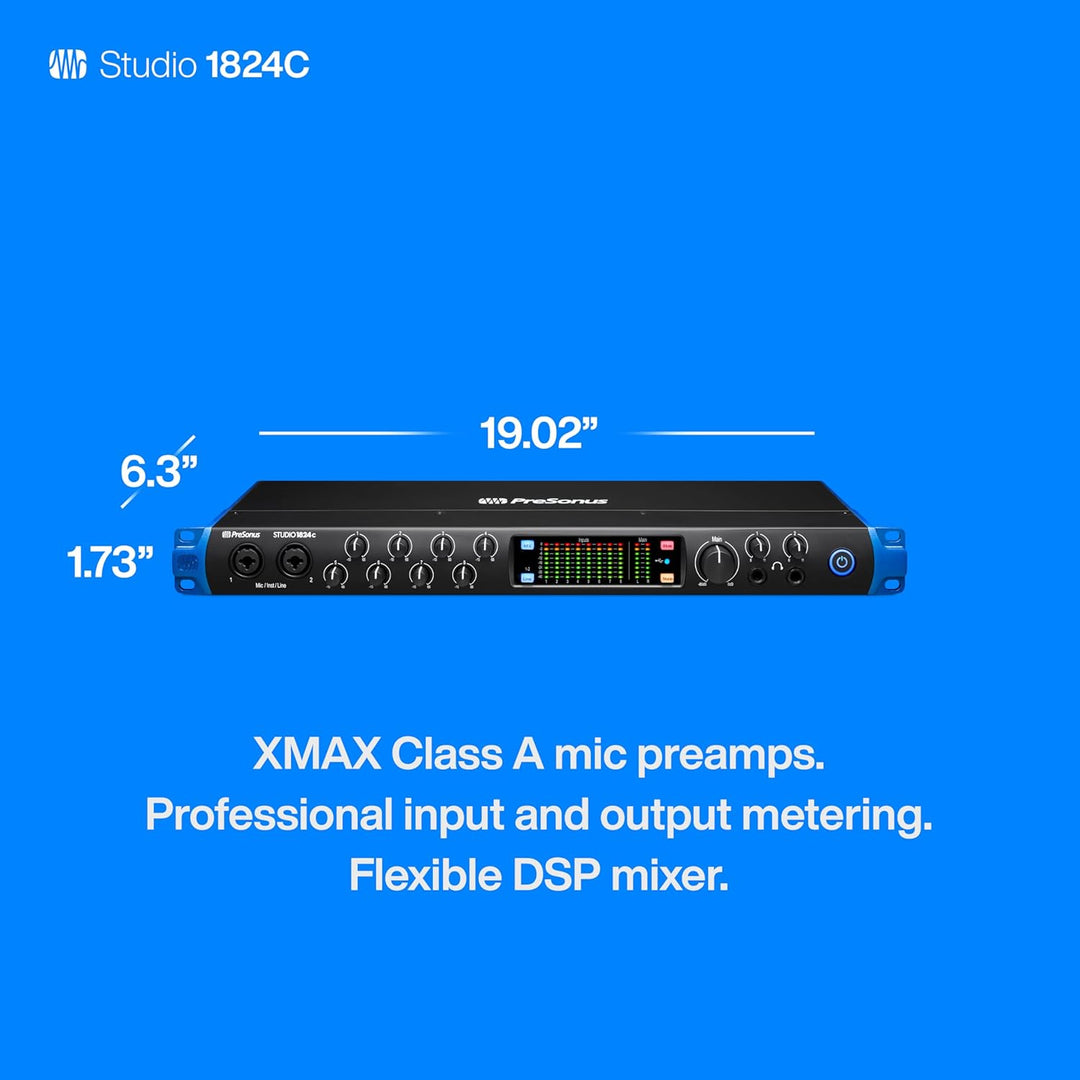 PreSonus Studio 1824c, 18 Eingänge/20 Ausgänge, 192 kHz, USB-C Audio Interface mit Software-Bundle i