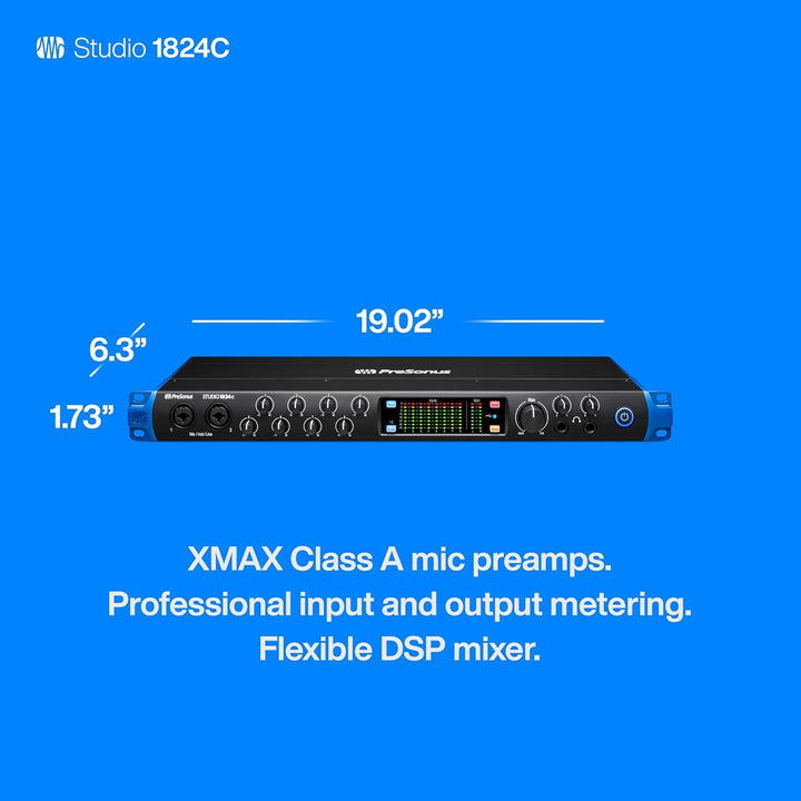 PreSonus Studio 1824c, 18 Eingänge/20 Ausgänge, 192 kHz, USB-C Audio Interface mit Software-Bundle i