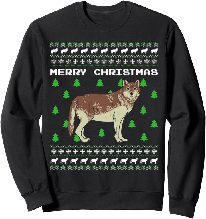 Wolf Ugly Christmas Weihnachten Christmas Wichtel Strick Sweatshirt