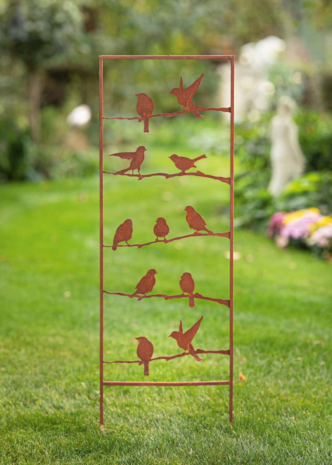 Dekoleidenschaft Gartenstecker Vögel aus Metall in Rost-Optik, 115 cm hoch, Dekoleiter für Draussen,