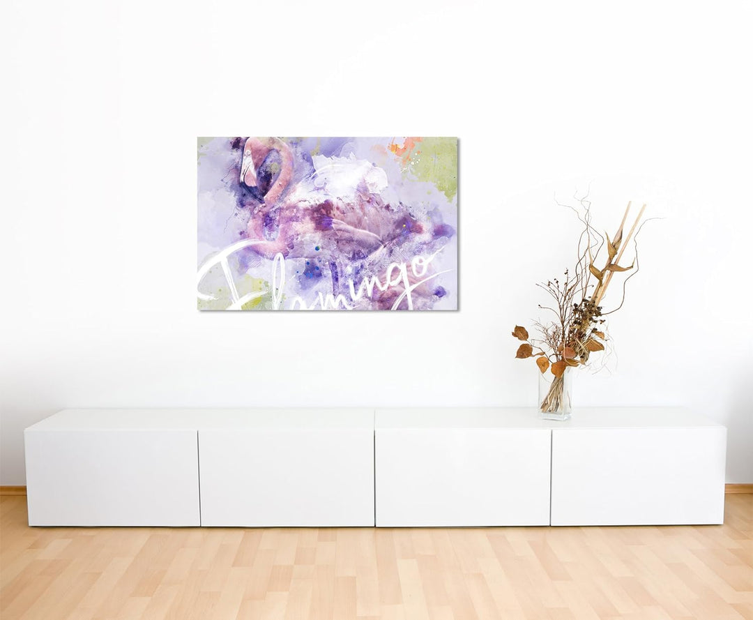 Paul Sinus Art Bild Leinwand 120x80cm Flamingo in Altrosa, 120x80cm