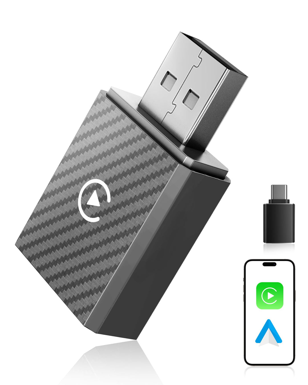 2 In 1 CarPlay und Android Auto Wireless Adapter, GPS-Navigation für Auto Dunkelgrau, Dunkelgrau