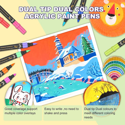 Laconile 30 Acryl Marker Stifte mit 60 Farben, Acrylstifte für Steine Wasserfest, Dual Tip Acryl Pai