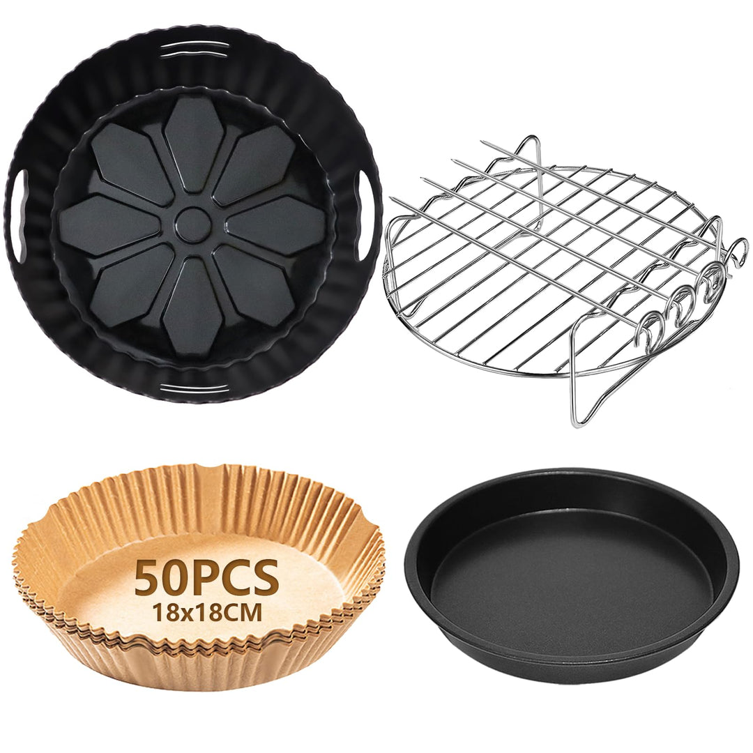 4PCS 19CM Heissluftfritteuse Zubehör - Airfryer Zubehör für Russell Hobbs 4L, Philips 2000-Serie 4,2