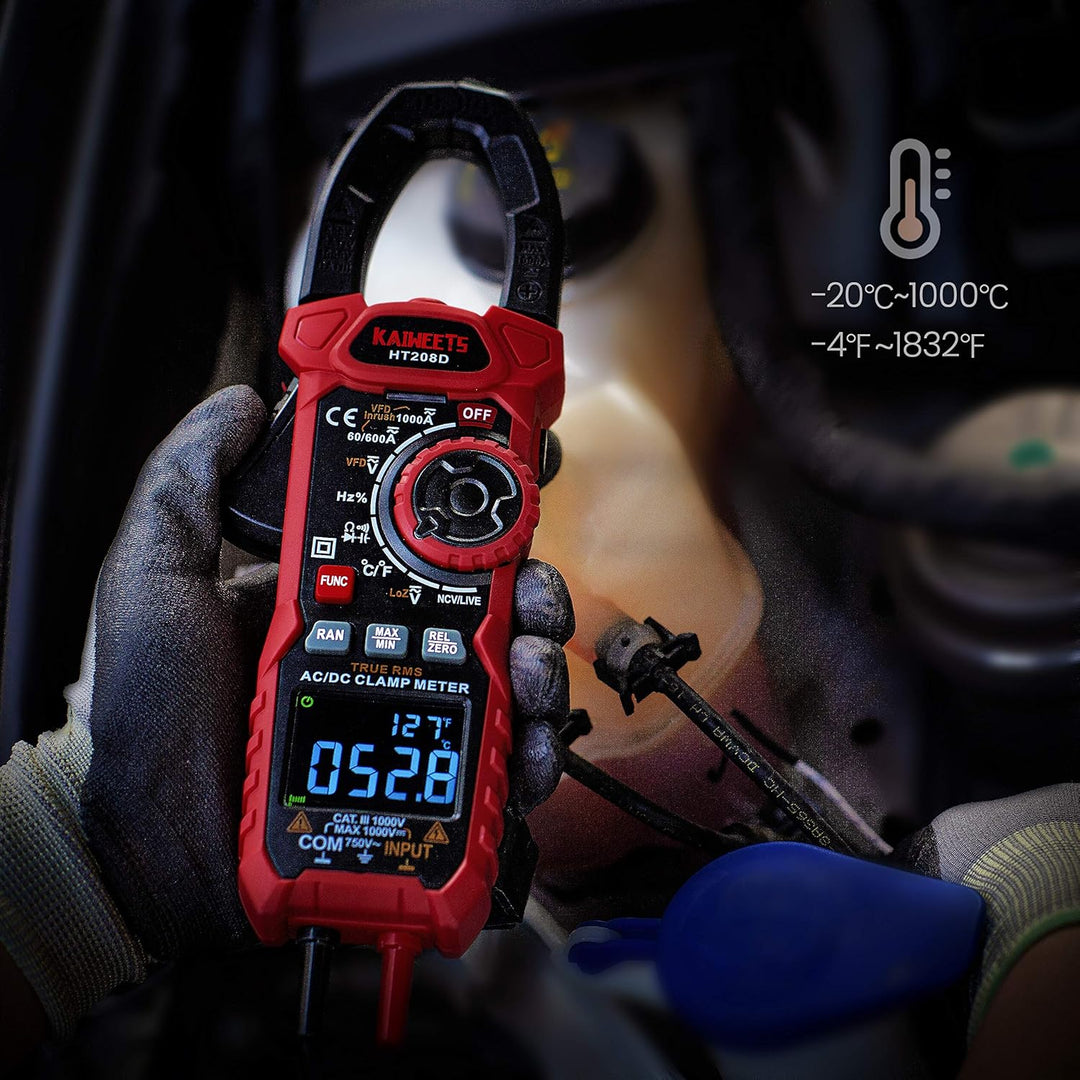 Einschaltstrom Stromzange 1000A True-RMS AC/DC-Zangenmultimeter, VFD, LOZ-Modus, 6000 Zähler, Misst