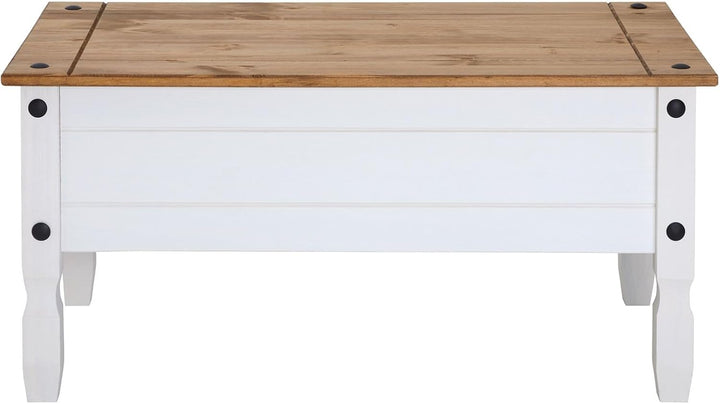 CARO-Möbel Couchtisch Campo im Mexiko-Stil Wohnzimmertisch Beistelltisch Kiefer massiv, braun/weiss