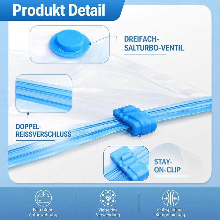 Vakuumbeutel für Kleidung 20 Stück mit Elektrischer Luftpumpe Vakuumierbeutel (5xJumbo/5xGross/5xMit