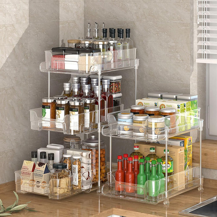 2 Tier Schrank Organizer, Clear Badezimmer Pull Out Schminktisch Organizer, Parfüm StäNder Aufbewahr