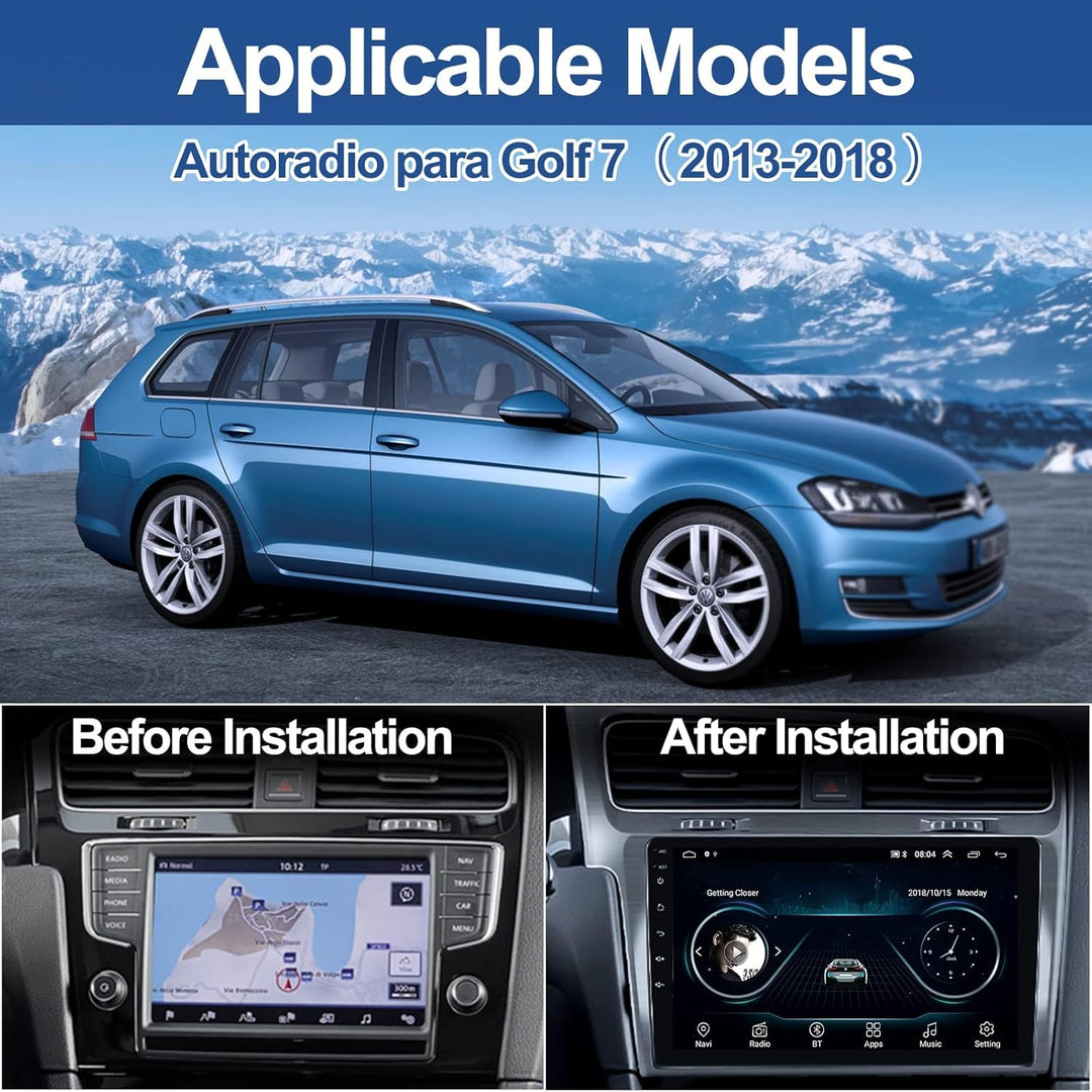 CAMECHO Android Autoradio mit Navi für VW Golf 7 2013 2014 2015 2016 2017 2018,Doppel Din Autoradio