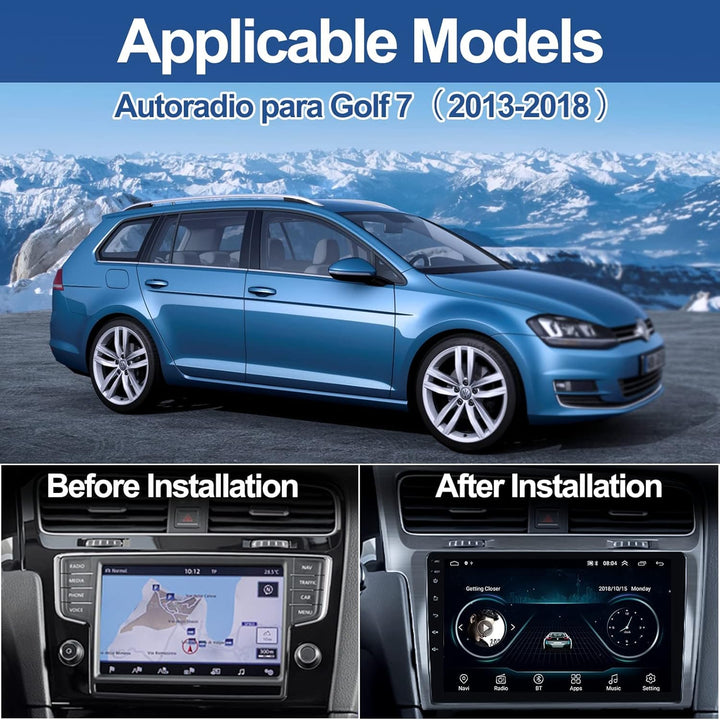 CAMECHO Android Autoradio mit Navi für VW Golf 7 2013 2014 2015 2016 2017 2018,Doppel Din Autoradio