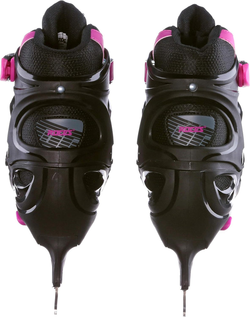 Roces Kinder Jokey Ice 2.0 Girl Verstellbarer Schlittschuh, Black-Fuchsia, 26-29