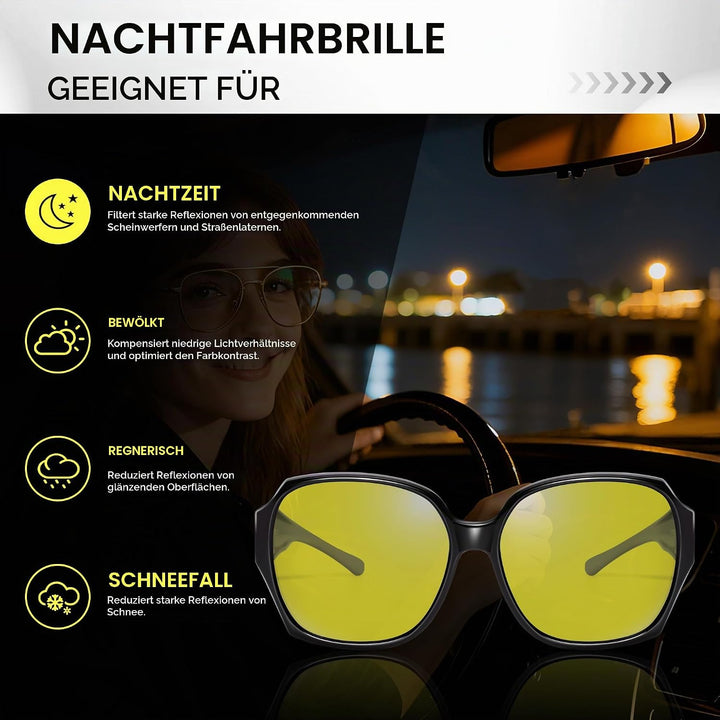 URUMQI Nachtsichtbrille für Autofahrer, Nachtfahrbrille Nachtbrille zum Autofahren Damen Herren, Aut