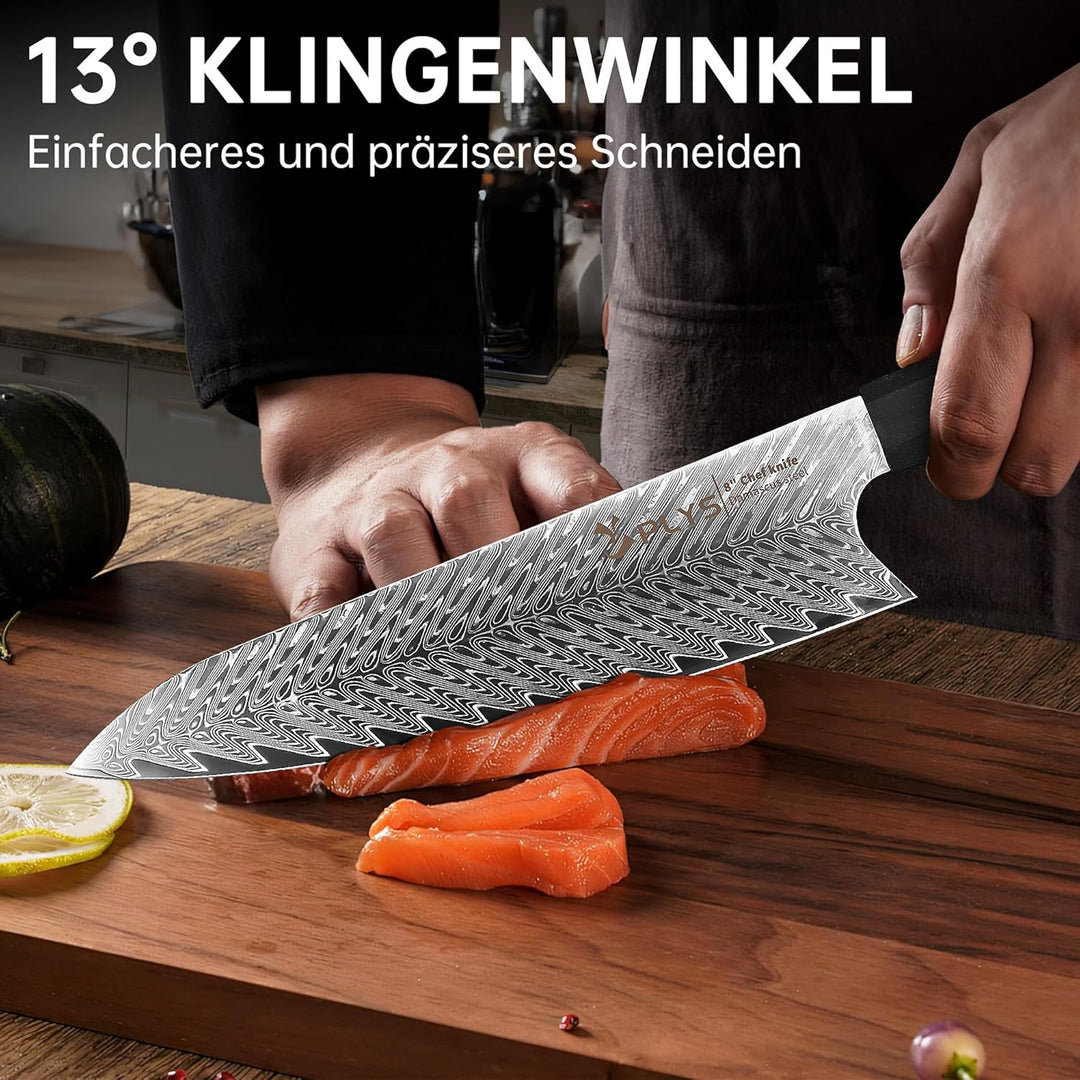 Plys Damastmesser Japanisches Kochmesser: 20cm Kingle, Scharfer Vg10 Stahlkern, 67 Lagen Damaststahl