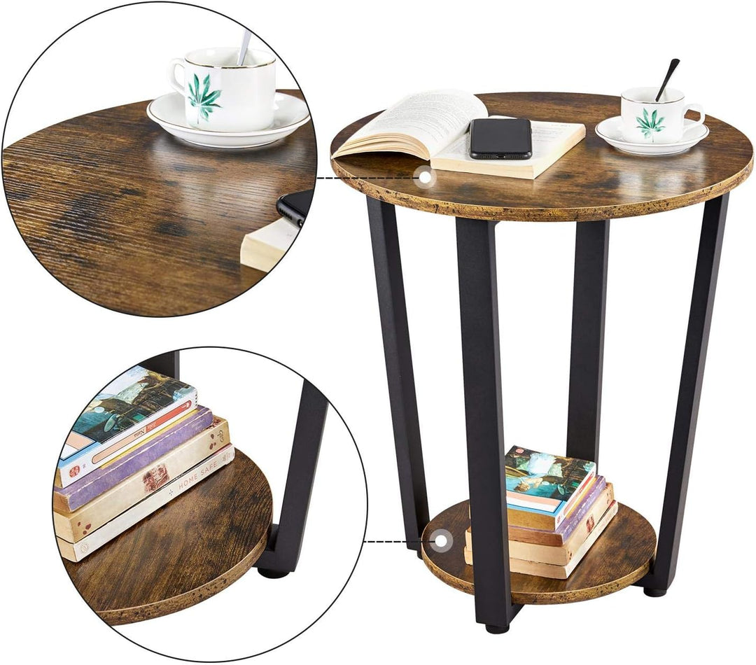 Yaheetech Nachttisch 2er Set, Runder Beistelltisch, Ablagetisch Couchtisch für Wohnzimmer Schlafzimm
