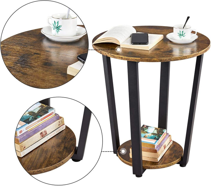 Yaheetech Nachttisch 2er Set, Runder Beistelltisch, Ablagetisch Couchtisch für Wohnzimmer Schlafzimm