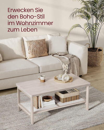 VASAGLE Couchtisch 2 Ebenen, Wohnzimmertisch mit Stauraum, Tisch Wohnzimmer, Sofatisch mit Ablage au