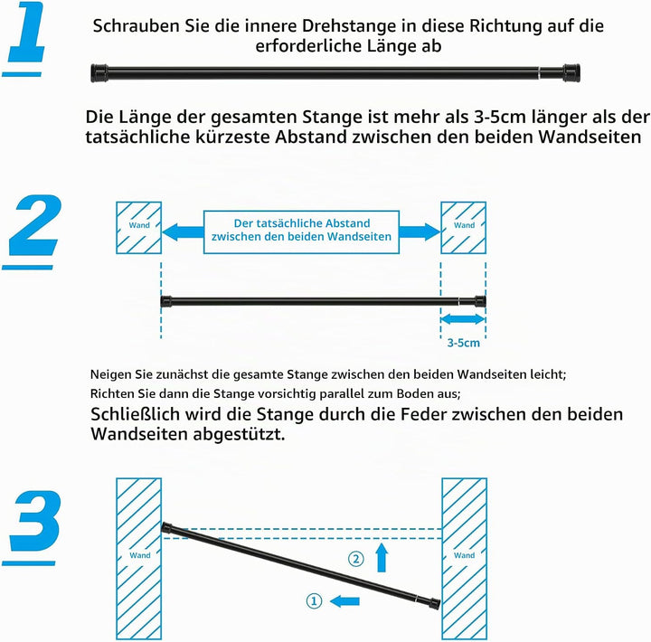 Gardinenstange Lang Duschstange ohne Bohren Ausziehbare Teleskopstange Vorhang Duschvorhangstange fü