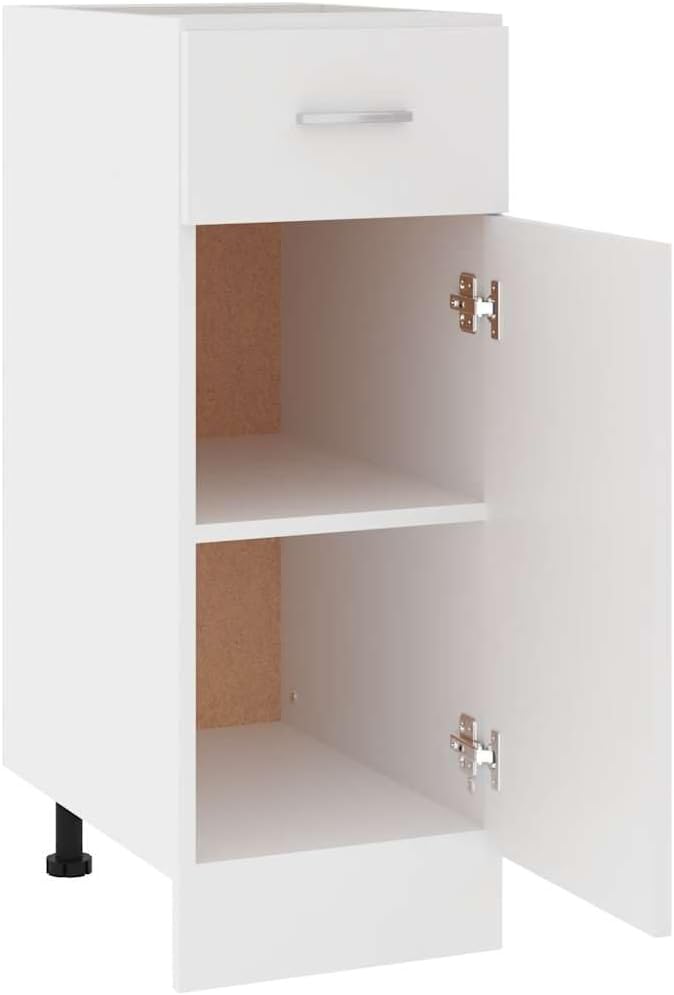vidaXL Schubunterschrank Lyon Weiss 30x46x81,5 cm Holzwerkstoff Weiss 1x Unterschrank (1 Tür 1 Schub