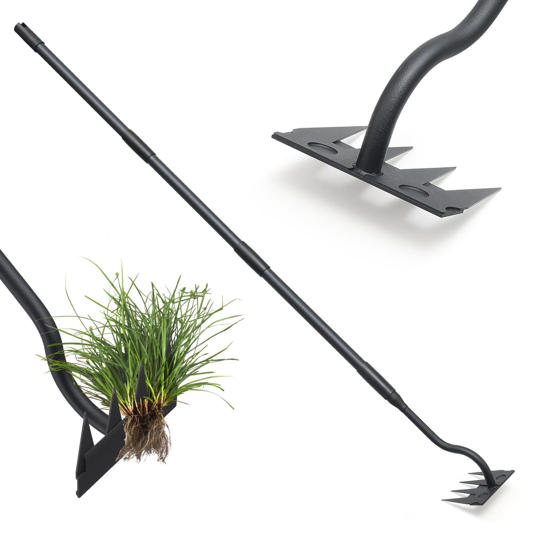 Garden Harke, 140cm Langer Griff, 4 Zinken Schwerlast Gartenrechen Metal Kohlenstoffstahl Garten Rec