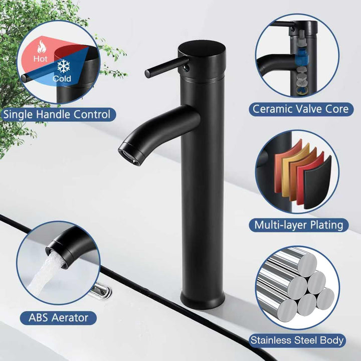 kisimixer Wasserhahn Bad Schwarz, Waschtischarmatur Schwarz Einhandmische, Waschbecken Armaturen Kal