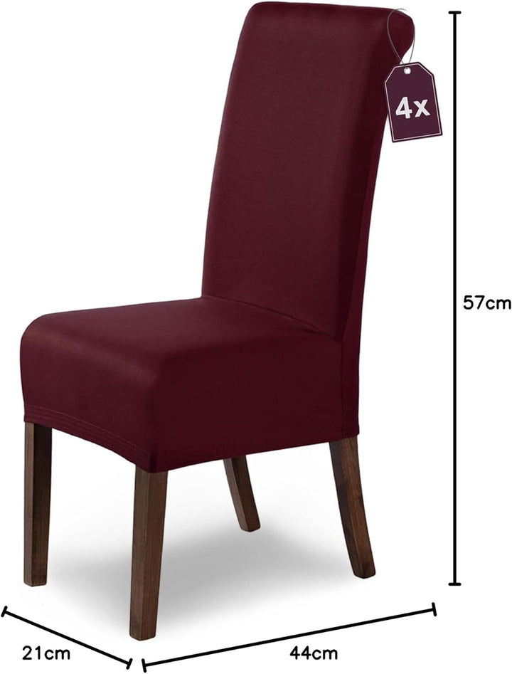 SCHEFFLER-Home Stuhlhussen Stretch Marie/Stuhlhussen Bordeaux 4er / elastische Stuhlabdeckungen mit