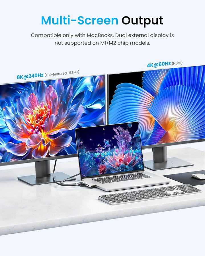 VENTION MacBook USB Adapter, 6-in-2 Mac Hub mit Dual USB C, Abnehmbarem Magnetischen USB-C-Stecker,