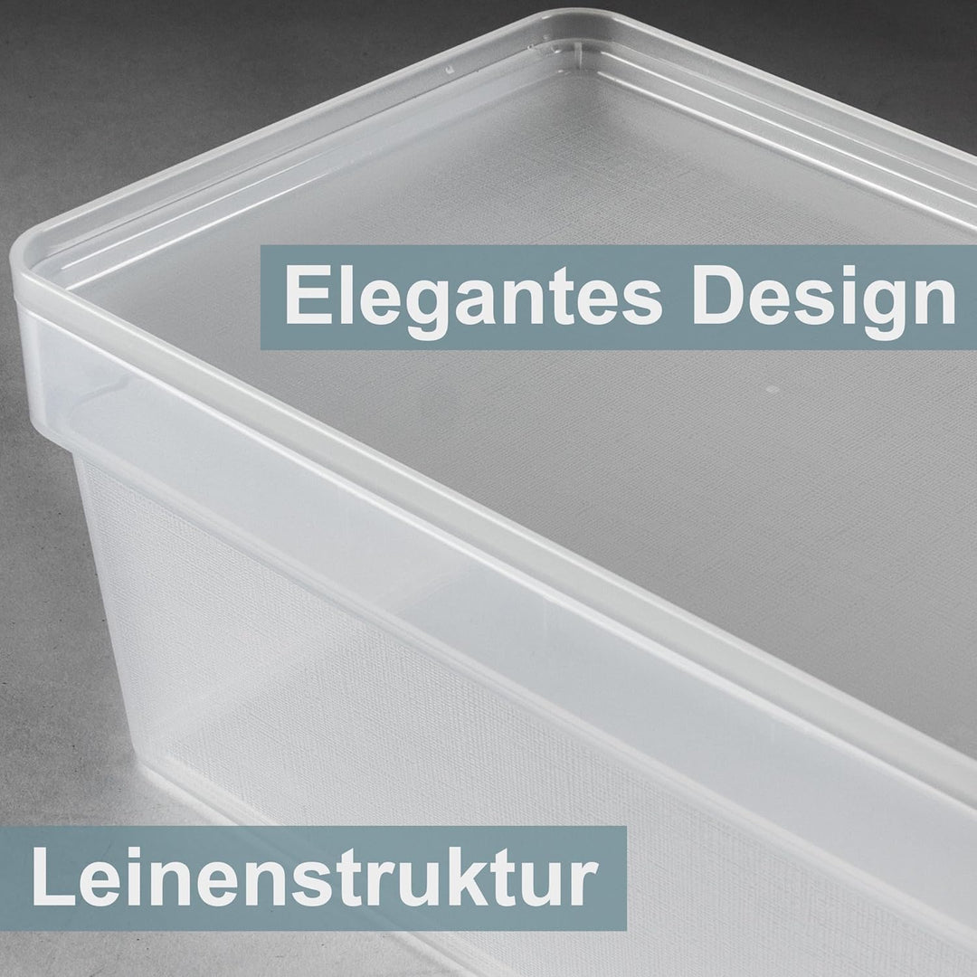 6x Ordnungsbox mit Deckel - stapelbar - milchig-transparent - DINA4-Format 36,5x26x18 cm - 11 Liter