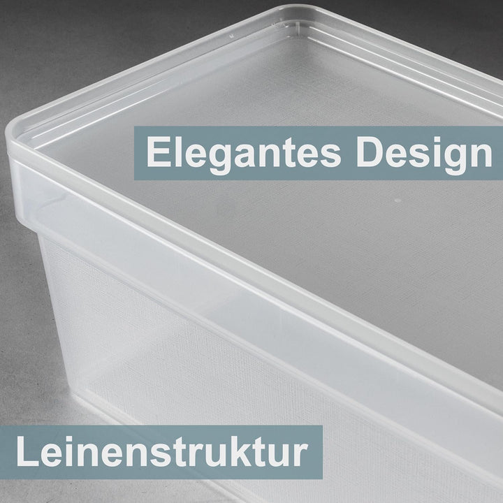 6x Ordnungsbox mit Deckel - stapelbar - milchig-transparent - DINA4-Format 36,5x26x18 cm - 11 Liter