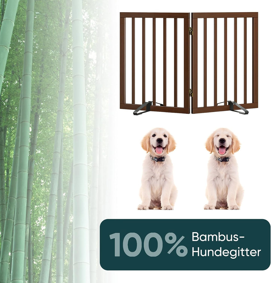 Semiocthome Freistehende Baby- &amp; Haustiergitter aus Bambus, Hunde- und Katzengitter für Türen, Trepp